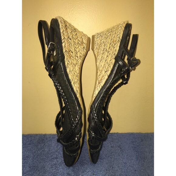 Alfani "Wakefield" Open Toe Sandals Wedge Heel black & gold Women size 7 - Picture 4 of 5